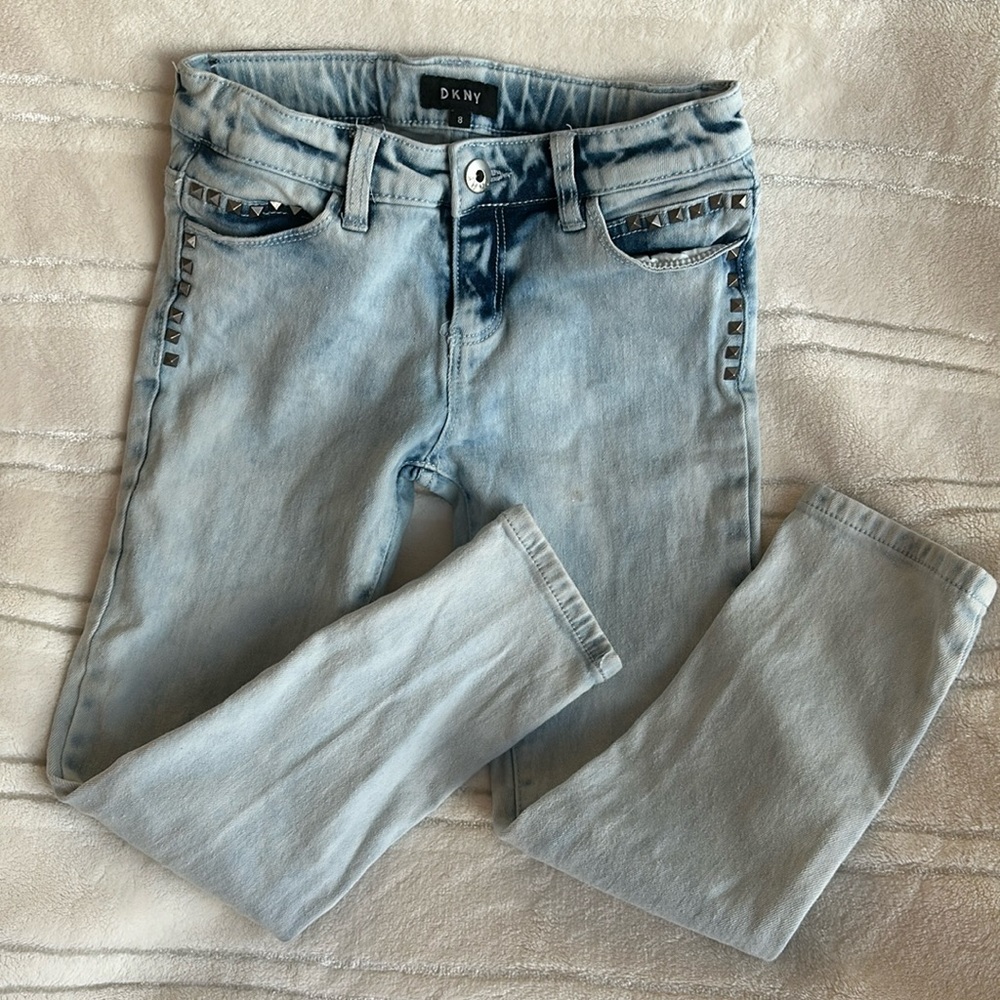 DKNY - girl jeans - size 8 - light blue with studs